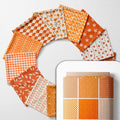 Cotton Satin Patchwork Fabric Panel – 35 Designs, 20×20 cm Squares, Single Piece 150×110 cm, Terracotta Orange Quilt Fabric(Sunset Orange Floral Patchwork Set, 35pcs 8x8 inch)