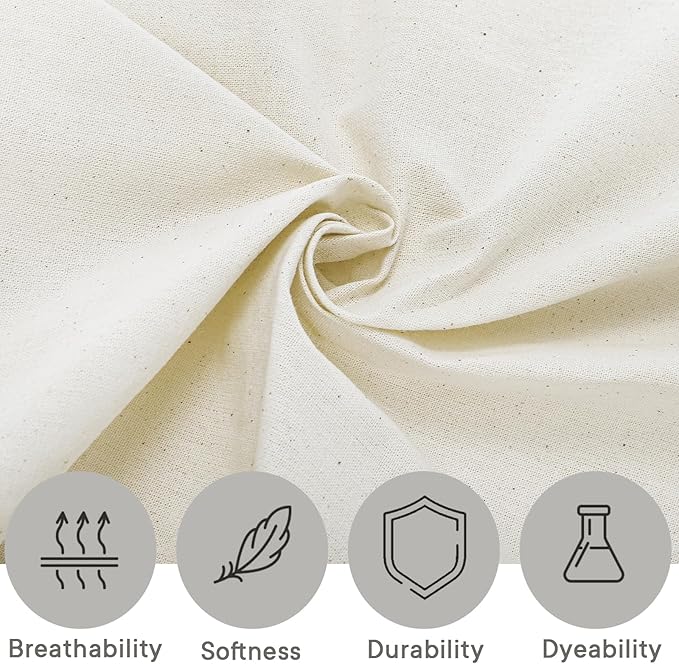 Tosnail Cotton Muslin Fabric, 63 Inch x 5.5 Yards Muslin Cloth, Natural Unbleached Linen Cotton Fabric by The Yard for Sewing, Embroidery, Quilting, Draping, Craft Project