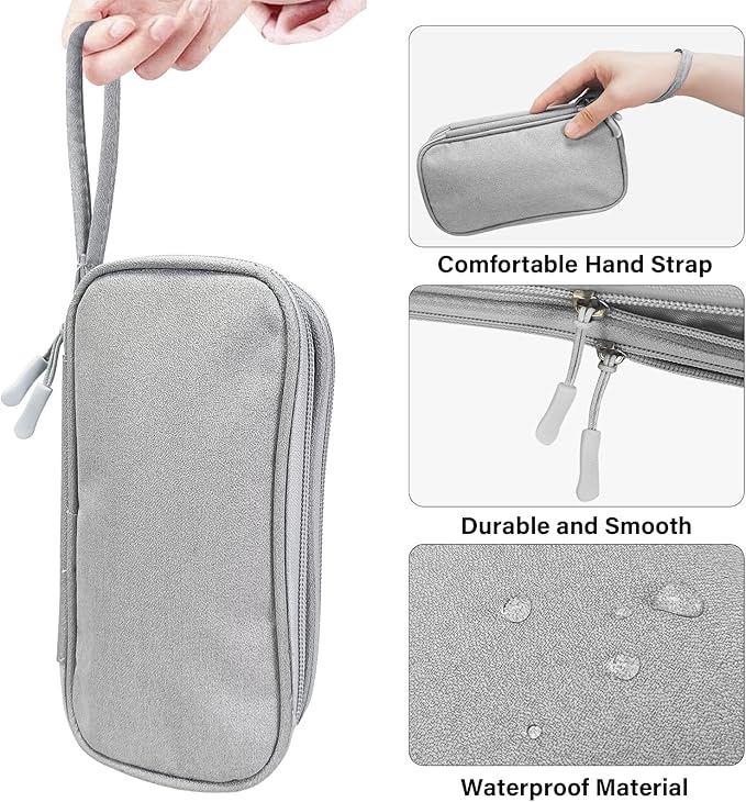 SMONT Gray Tech Organizer Pouch, Travel Electronics Accessories Case with Dual Sections for Cables, Portable Console, Hard Drive - Slim EDC Bag Versatile Travel Organizer Durable Tech Bag Gary