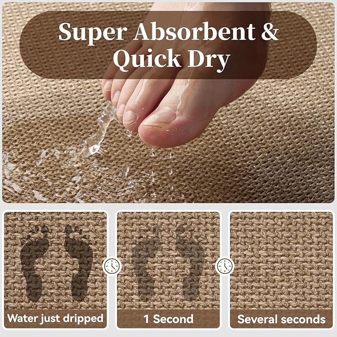 MontVoo Toilet Rugs U-Shaped, Ultra Thin Non Slip Contour Bathroom Rugs,Rubber Backing Washable Contour Bath Rugs for Toilet Mat,20''x24'',Beige
