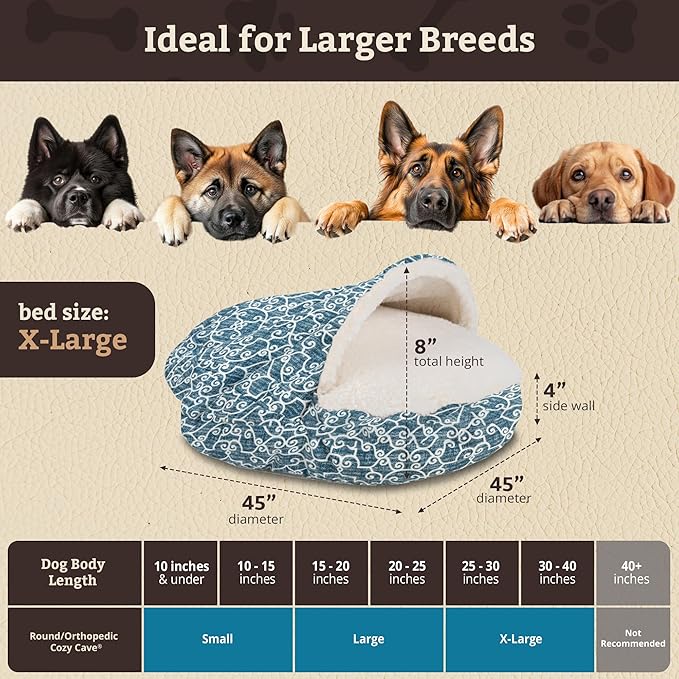 Snoozer Luxury Cozy Cave Pet Bed, Wag Collection, Extra Large - Ramey Oxford