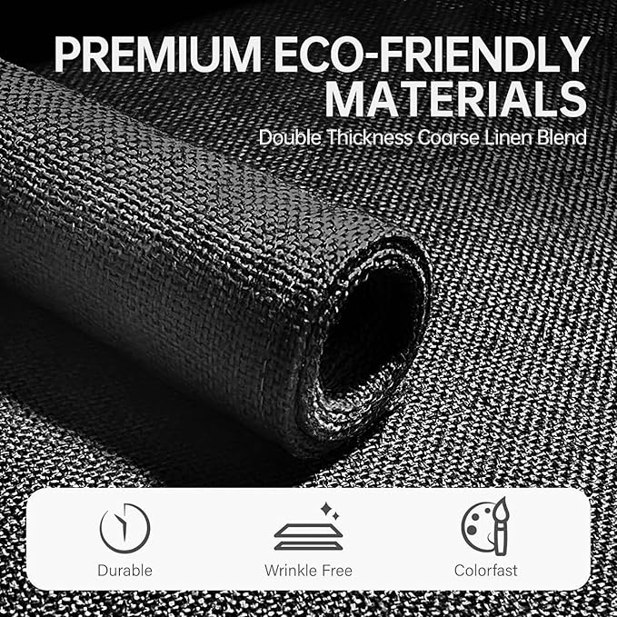 Blue Forest | Rectangular Faux Linen Placemats Set of 8 | Dual- Layered Thickened for Durability | Heat Resistant | Machine Washable | Wrinkle Free for Easy Care Indoor/Outdoor Use - Black