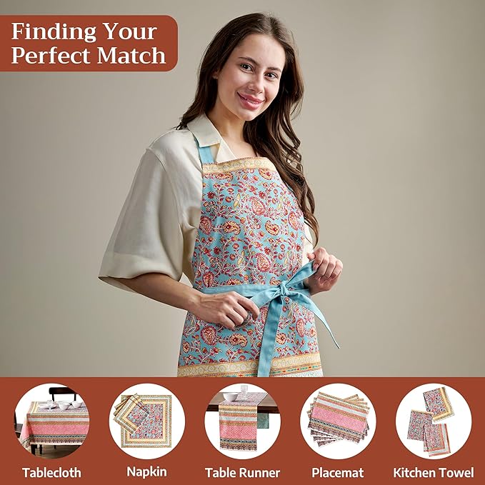 Maison d' Hermine 100% Cotton Apron for women with Pocket Kitchen Chef Apron for Men Cooking Gardening Server Waitress