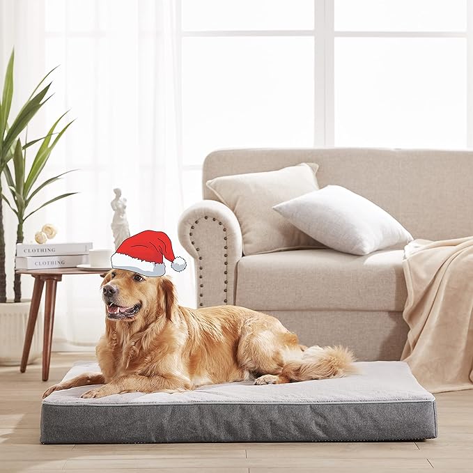 GOHOO PET Orthopedic Memory Foam Dog Bed, Cooling Dog Beds Waterproof Pet Bed for Crate with Removable Washable Cover, L(35inch,65Lbs)