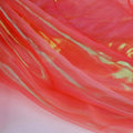 Sheer Iridescent Organza Fabric 58 Inches Wide - 5 Yards Precut - Shinny Wedding Party Decor Fairy Costume Voile Doll Clothes Sewing - Coral Red