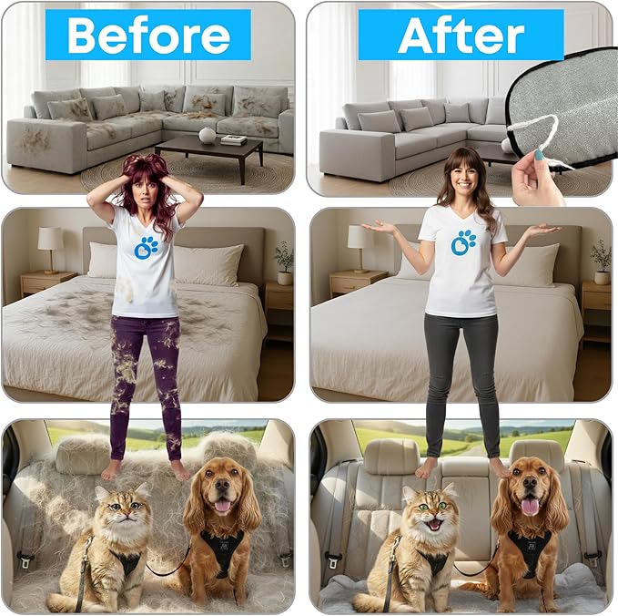 HELO PETS Pet Hair Removal Glove for Cats and Dogs – Upgraded Electrostatic Cleaning Glove for Easy Pet Hair Pickup on Furniture, Clothing, Couch & Car Seats.