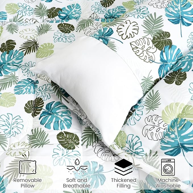 david's kids Toddler Nap Mat Set with Removable Pillow, Ultra Soft Slumber Bags for Boys Girls，Perfect for Preschool, Daycare, Kids Sleeping Bags with Rollup Design, 50"x20", Leaf