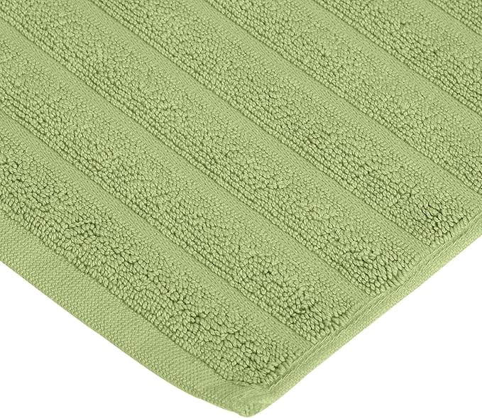 Superior Striped Bath Mat 2-Pack, 100% Combed Cotton, Luxury Spa Ribbed Texture, Durable and Washable Bathroom Mats - Terrace Green, 22" x 35" each