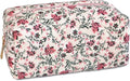 STARDW Cute Quilted Floral Makeup Bag for Women, Large Capacity Travel Toiletry Bag with Zipper and Canvas Lining