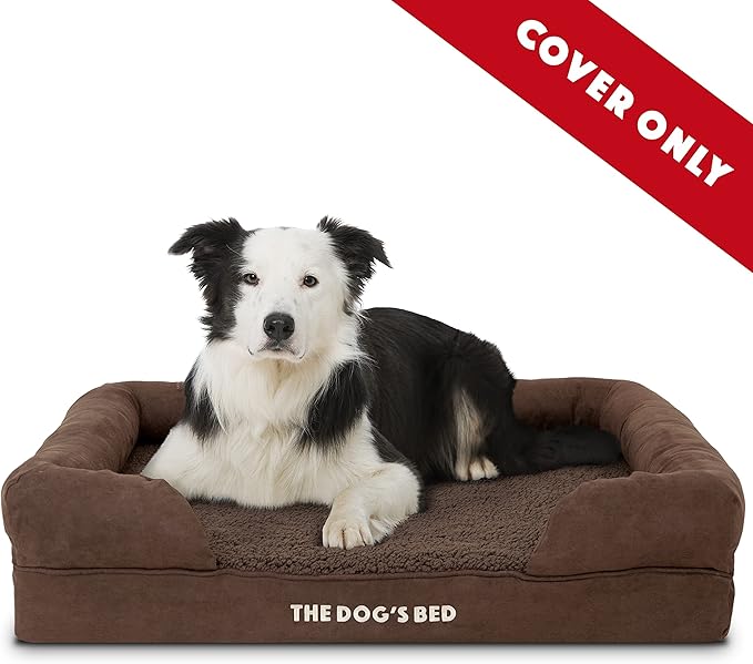 The Dog's Bed Replacement Outer Cover ONLY (Outer Cover ONLY - NO Bed, NO Waterproof Inner) for The Dog's Bed, Washable Plush Fabric, Large Brown Plush, Veterinary Approved