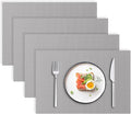 Blue Forest | Rectangular Faux Linen Placemats Set of 4 | Dual- Layered Thickened for Durability | Heat Resistant | Machine Washable | Wrinkle Free for Easy Care Indoor/Outdoor Use - Light Grey