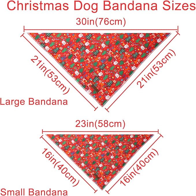 UP URARA PUP Christmas Dog Bandana, Christmas Tree Triangle Bid Scarf for Small Medium Dog, Cotton Pet Kerchief for Girl Boy Dogs or Cats, Red Dog Bandana, Cute Winter Puppy Bandana