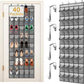 Gisiyunly Over the Door Shoe Organizer with 40 Large Pockets, Multi-Purpose Storage for Shoe and Accessories, Durable Fabric with Adjustable Hooks for Home Closet Bedroom Entryway-Grey