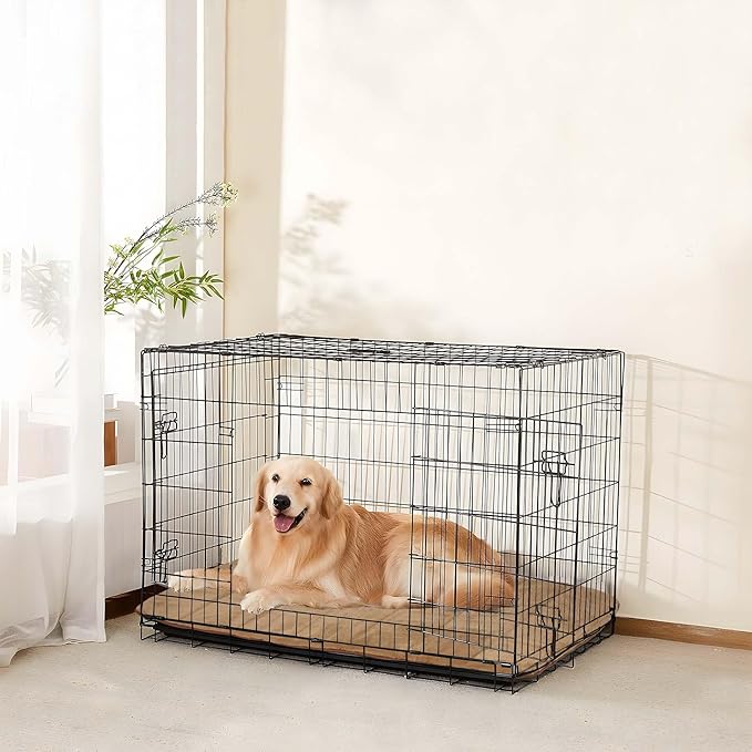 ZAKAPAWS Dog Crate Pad for Medium Dog - 30x20 Memory Foam Dog Bed, Washable & Anti-Slip Dog Bed Mat, Ultra Soft Kennel Pad for Dogs Cozy Sleeping Mat, Khaki