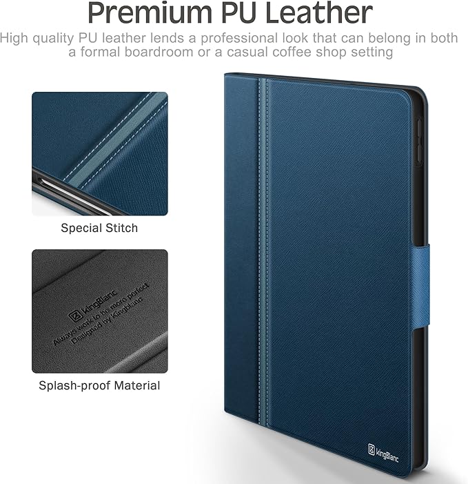 KingBlanc Case for iPad (A16) 11th Generation 11 Inch 2025, iPad 10th Gen 10.9 Inch 2022 with Pencil Holder, PU Leather Protective Cover, Auto Sleep/Wake, Viewing/Typing Angle, Magnetic Clasp, Blue