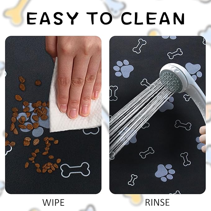 Pet Cat Dog Food Mat Non Slip Mat for Dog Water Bowl Mat Quick Dry Absorbent Cat Feeding Mat, 32 * 17 in, Light Grey