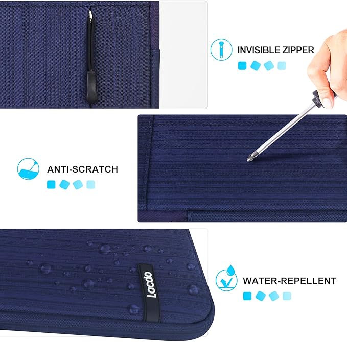 Lacdo Tablet Sleeve Case for 13 inch New iPad Pro M5 M4 2025-2024, 13 inch New iPad Air M3 M2, 12.9" iPad Pro 6 5 4 3 2022-2018 with Magic Keyboard and Smart Keyboard Folio Protective Bag, Blue