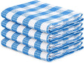 Blue Needles Waffle Weave Check Plaid Kitchen Towels, 15x25 Inches 100% Cotton Set of 4 Dish Towels for Kitchen, Soft & Absorbent for Quick Drying with Hanging Loop Spring Summer - Sky Blue & White