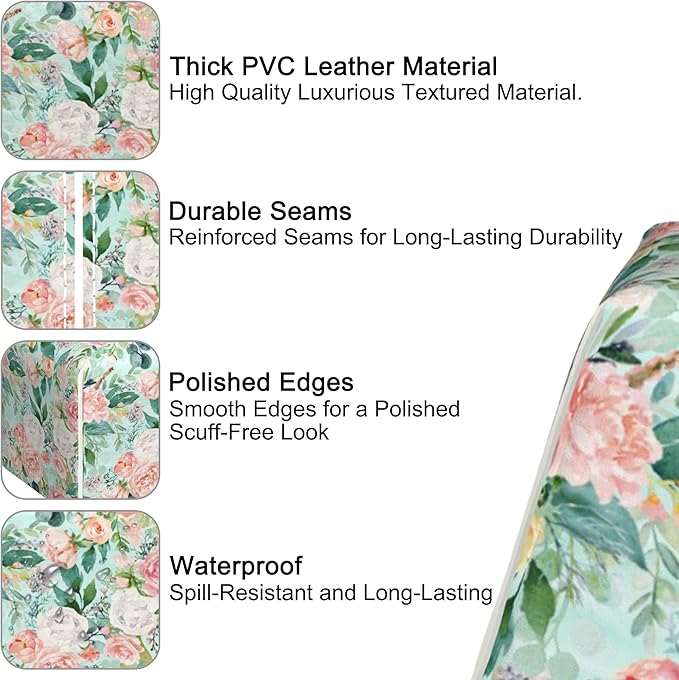 Watercolor Floral Tissue Box Cover Square,Flowers and Leaves Tissue Box Holder with Belt Bottom,Stylish Leather Napkin Holder for Vanity Countertop,Nightstands,Office Desk,5.2"×5.2"×5.2"
