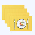Blue Forest | Rectangular Faux Linen Placemats Set of 4 | Dual- Layered Thickened for Durability | Heat Resistant | Machine Washable | Wrinkle Free for Easy Care Indoor/Outdoor Use - Bright Yellow