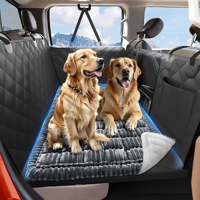 ROUWINNE Dog Bed for Truck Back Seat Non-Slip, Truck Dog Bed Soft and Comfortable, Back Seat Pet Bed Mat for Travel, Pet Car Blanket for Backseat Extender and Seat Covers Grey 59”X27.5”