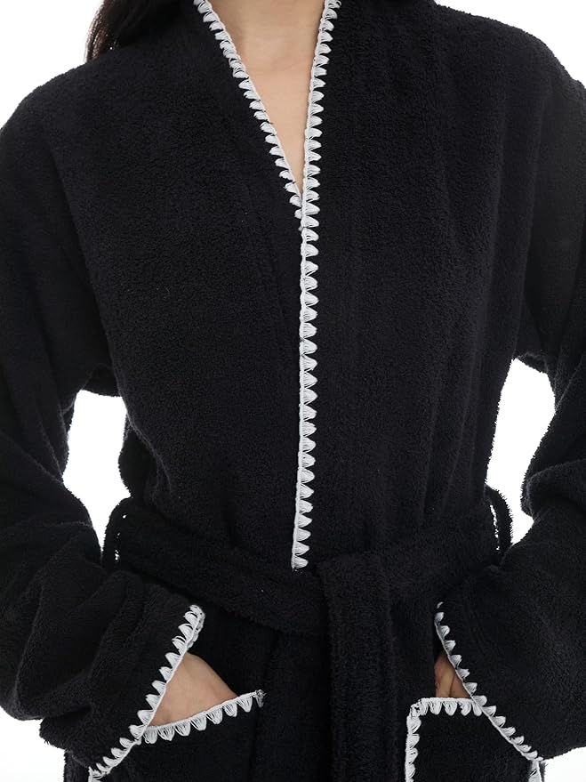 Seritaine Robes for Women, 100% Turkish Cotton Womens Robe, Luxury, Terry Cloth Long Spa Bathrobe
