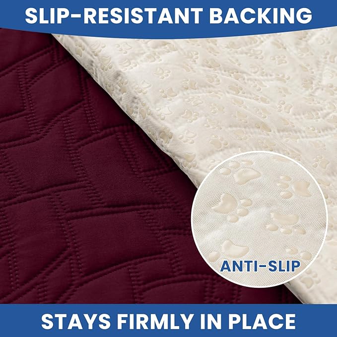 CYCMACO Waterproof Dog Bed Cover, Non-Slip Dog Blanket for Couch, Couch Covers for Dogs Washable, Pet Blanket for Furniture, Pet Bed Mat for Sofa, Car, Pet Supplies Christmas (52x82 Inch, Burgundy)