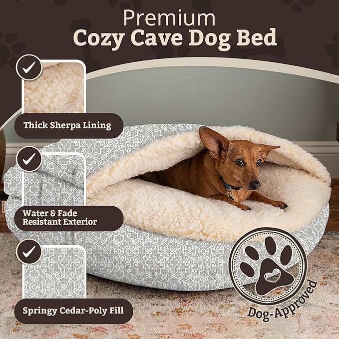 Snoozer Luxury Cozy Cave Pet Bed, Wag Collection, Extra Large - Ramey Gray