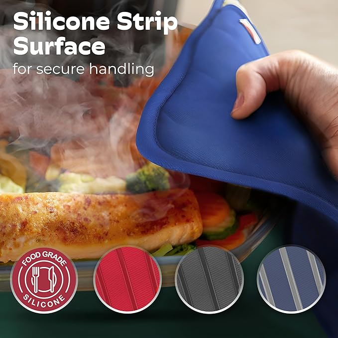 Big Red House - Silicone Pot Holders - Set of 2 Dark Royal Blue - 10x3 - Heat Resistant to 536 F / 280 C Kitchen Protectors Hot Pans Baking Professional Grade Cooking Mitts