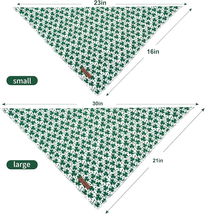 MR. CHUBBYFACE St.Patrick's Green Clovers Dog Bandanas Reversible Triangle Bibs Scarf Accessories for Dogs Cats Pets