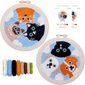 Punch Needle Kit for Adult Beginner, 2-Pack Puppy & Cat Punch Starter Set with Instructions – Yarn Needle Punch Craft for Xmas Gift Idea & Home Wall Decor