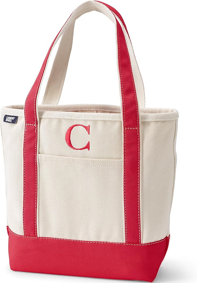 Lands' End Pre-Monogrammed Letter Canvas Tote Bag