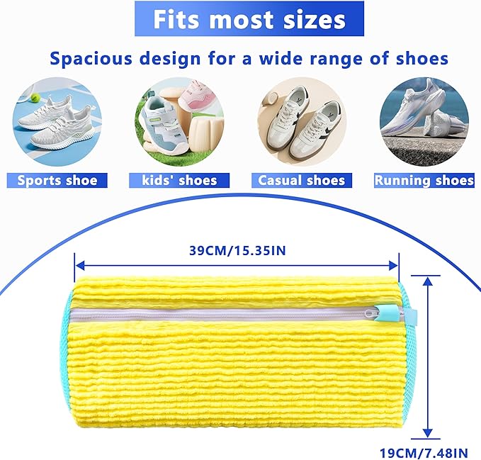 Xinambyh 2Pcs Reusable Shoe Washing Machine Bag for Washer and Dryer:Free Up Hands, Prevent Deformation,shoe bag with Zipper Protection Design, Use for all Shoes,Sports Shoes