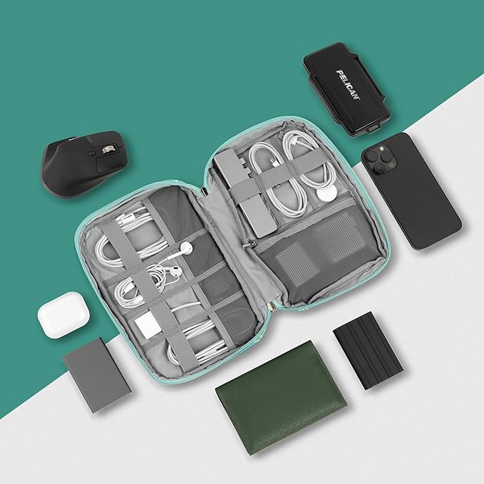 PAVILIA Soft Electronic Organizer Travel Case, Travel Cord Organizer Bag, Small Cable Tech Storage Pouch, Travel Accessories Essentials Must Haves for Mobile Phone, USB, Cord, Charger, Teal