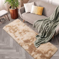 2x6 Soft Fluffy Beige Runner Rug for Bedroom Hallway, Plush Shag Rug Tan Carpet Non Slip Washable for Nursery Dorm Living Room, Fuzzy Bedside Long Rug Runner for Kids Girls Room Decor