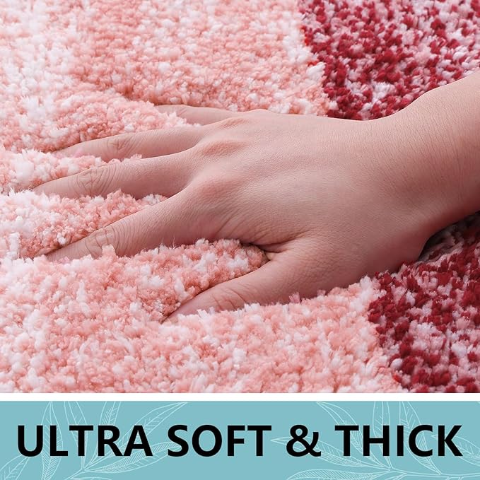 Arotive Microfiber Bathroom Rugs, Shaggy Soft and Absorbent Bath Rug, Non-Slip, Thick Plush Machine Washable Dry Bath Mats for Bathroom, Tub and Shower, 70x24, Burgundy, Rectangular