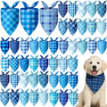 Abbylike 50 Pcs Winter Plaid Dog Bandanas Bulk Blue Bandanas for Dogs Triangle Kerchief Bibs Scarf Set for Pet Winter Costume Photo Props Accessories Pet Shops (25.6 x 17.7 x 17.7 Inch)