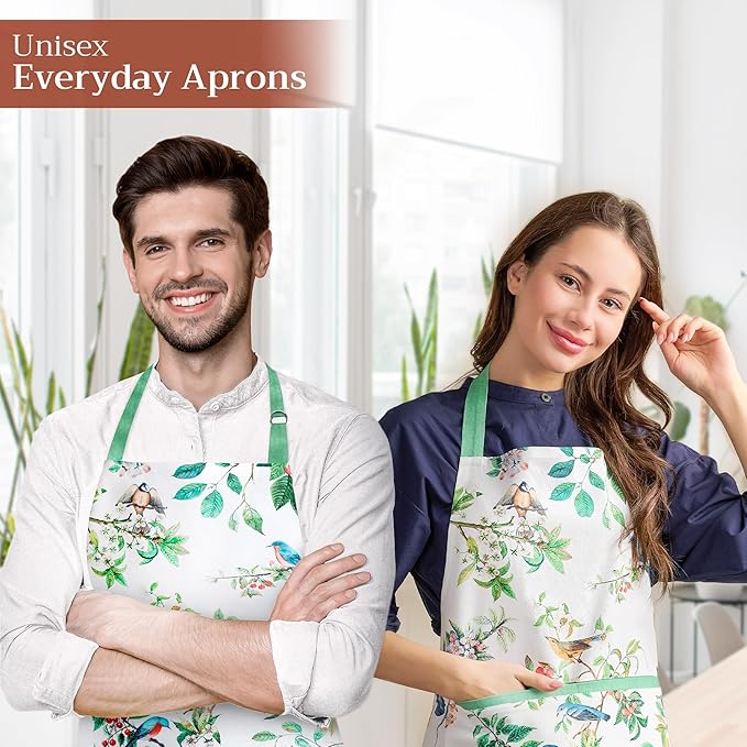 Maison d' Hermine 100% Cotton Apron for women with Pocket Kitchen Chef Apron for Men Cooking Gardening Server Waitress