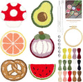 HAND U JOURNEY 6Pcs Food Series Embroidery Punch Needle Refrigerator Magnets Set – Rug Punch DIY Craft Kit for Adults and Beginners