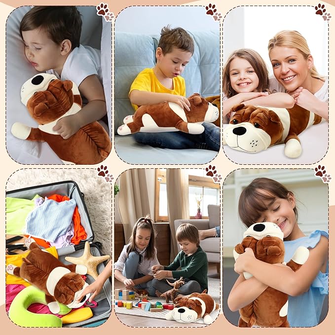 Vertintong 17.7" Huggable Dog Plush, Cute Stuffed Animal, Soft Adorable Cuddle Companion for Kids, Easter Birthday Plush Pillow Gift for Boys and Girls