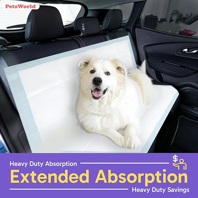 PETSWORLD Premium Extra Large Dog Pee Pads (43" x 74") – Jumbo Puppy Training & Incontinence Pads for Large Dogs & Multi-Pet Homes – Leak-Proof, Odor Control, 5-Layer Absorbency