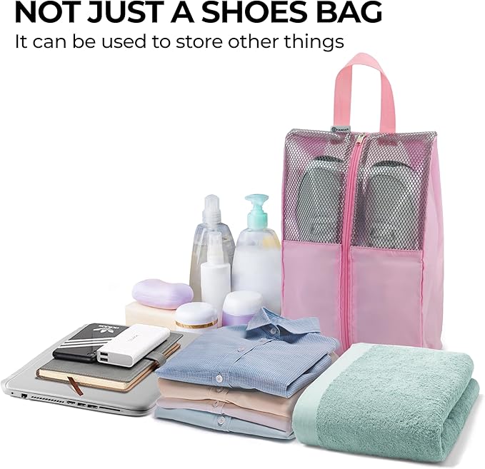 HANOZI Shoe Bags For Travel, Used As For Storage or Shoe Travel Bag, Featuring Waterproof Nylon Sneaker Bag. (Light Pink, 2 Pack, Large)