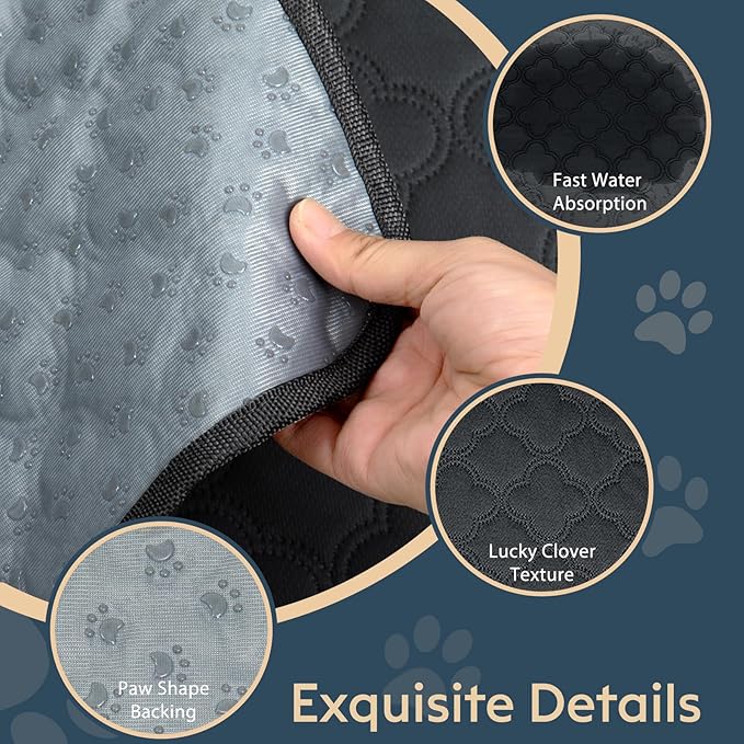 FunFurry Washable Pee Pads for Dogs - 1 Pack Reusable Pee Pads，Waterproof Puppy Pads，Pet Training Pads，Super Absorbent with Dog Paw Shape Non-Slip Backing (Dark Grey, 48" X 65" - 1 Pack)