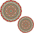 BohoTrivets for Hot Dishes Pots and Pans Potholders Woven Trivet Cotton Round Large Pot Holder Decor Heat Resistant Hot Pads Mat for Table Counter Cooking Potholder Set of 2 (7in + 9in) Mandala
