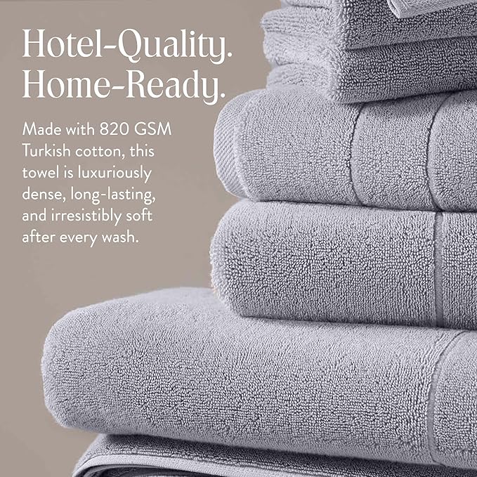 Brooklinen Super-Plush Turkish Cotton Bath Towels | Turkish Cotton, Set of 2, Cotton, 820 GSM, Perfect Bath Towels, for Bathroom, Spa, Shower, 30" x 58", Smoke Grey