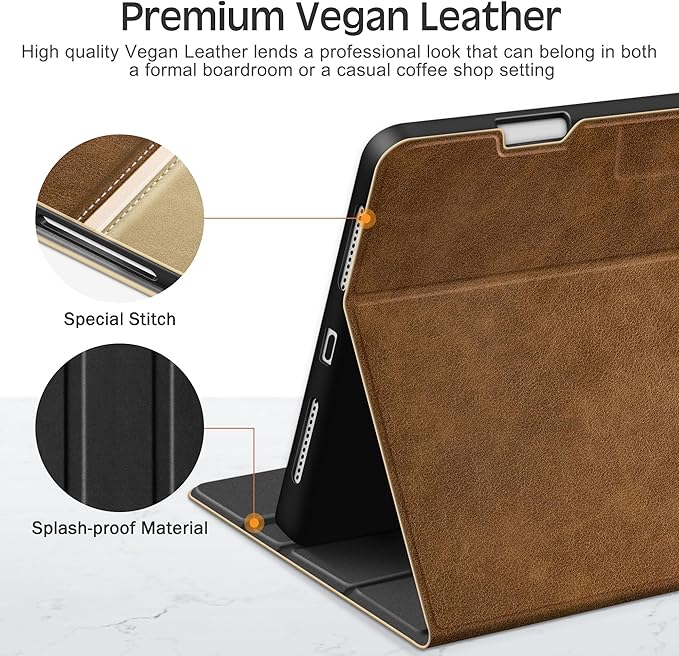 KingBlanc Case for iPad Pro 11-inch 4th/3rd/2nd Generation (2022/2021/2020) with Pencil Holder, Vegan Leather Bicolor Stand Cover, Auto Sleep Wake, Apple Pencil 2. Charging, Multi-Angle Viewing, Beige
