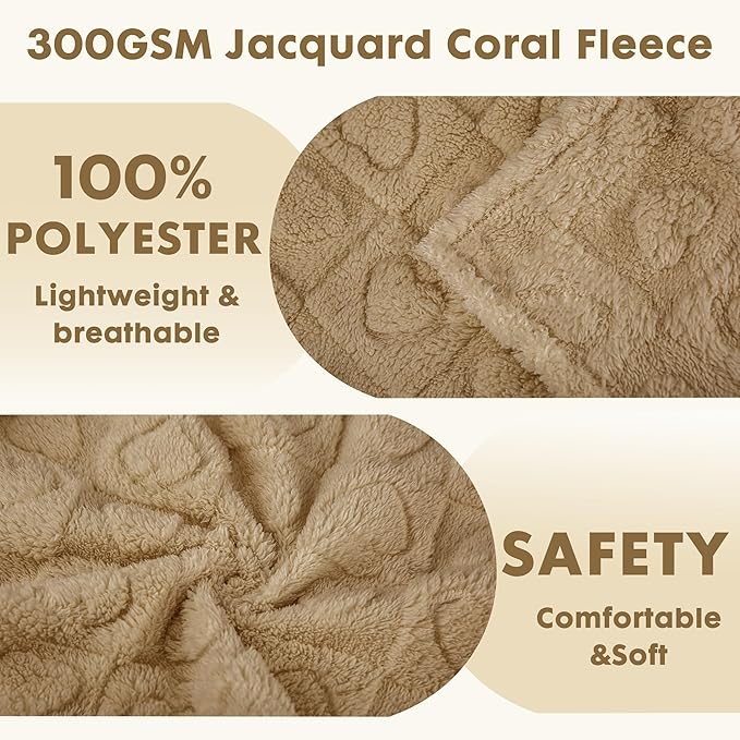 gogobunny Calming Plush Dog Cat Blanket 300GSM Coral Fleece, Ultra-Soft Machine Washable Pet Bedding for Small Medium Dogs Cats Puppies Kittens (Brown, 25x35)