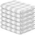 Blue Needles Waffle Weave Check Plaid Kitchen Towels, 15x25 Inches 100% Cotton Set of 6 Dish Towels for Kitchen, Soft & Absorbent for Quick Drying with Hanging Loop Spring Summer - Ash Grey & White
