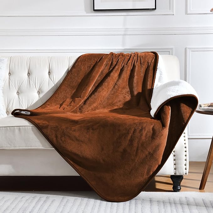Yaning Waterproof Blanket for Bed Couch Sofa, Soft Liquid Pee Proof Pet Blanket for Dog Puppy Cat, Reversible Sherpa Fleece Furniture Protector (Caramel, 60x80 inches)