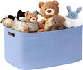 SunNewt 60L Small Baby Girls Laundry Basket for Nursery Storage,Cute Woven cotton Rope Baskets for Kids Toy，Gifts, Boho Square Wicker Blanket hamper for Living Room,Bedroom Dirty Clothes,Blue Purple